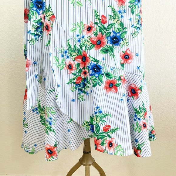 Meg & Margot NWT L Floral & Stripe Ruffle Skirt - Picture 3 of 5